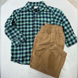 Carter’s Baby Boy Long Sleeve Button Down Shirt + Pants Set - Sz. 12mo.